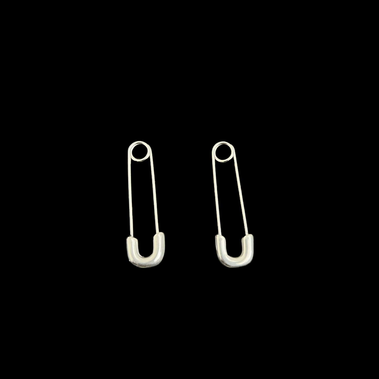 Safety Pin Silver Earrings