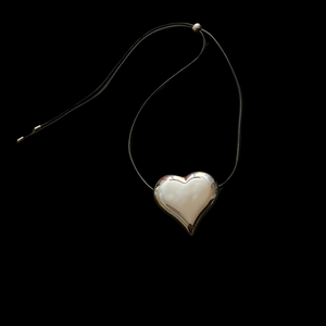 Chunky Heart Silver Necklace